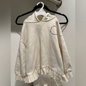 Zara Cream Kids Hoodie with Fringe Hem